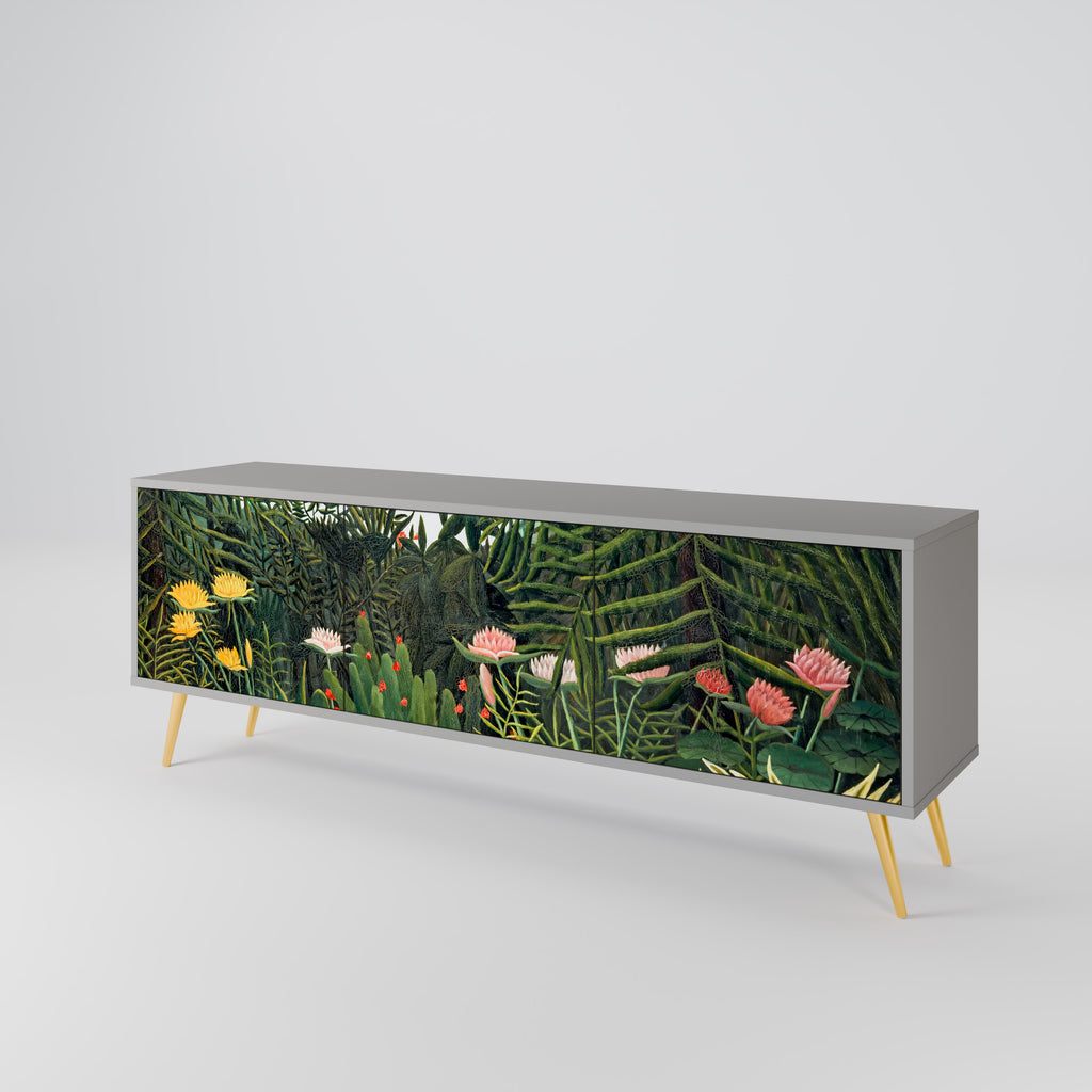 VIRGIN FOREST WITH SUNSET 3-Door TV Stand in Grey Finish