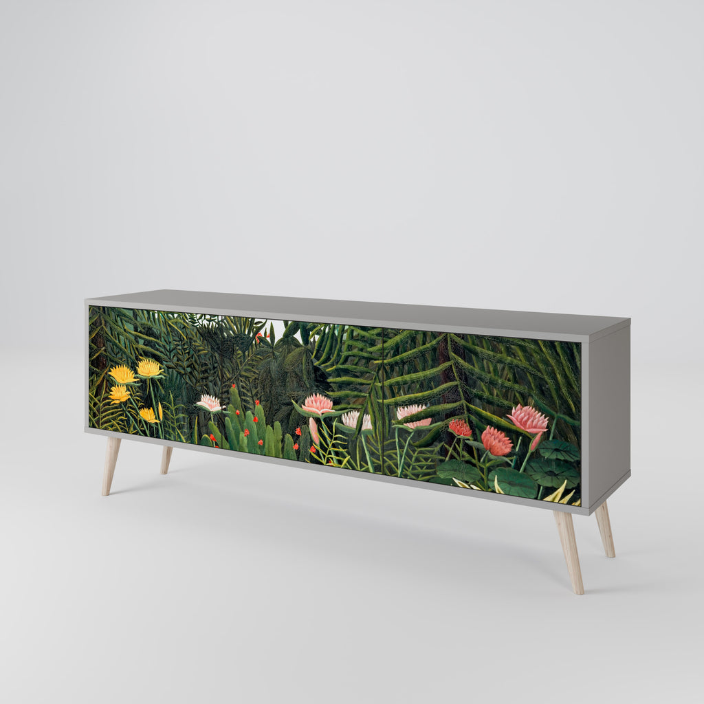 VIRGIN FOREST WITH SUNSET 3-Door TV Stand in Grey Finish