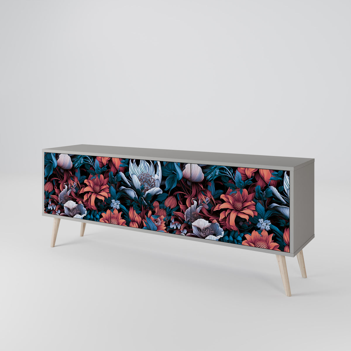 ETHEREAL BLOSSOMS Mueble de TV de 3 Puertas