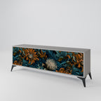 MORNING BLOOM 3-Door TV Stand in Grey Finish