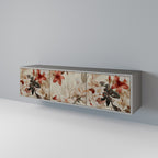 PETAL HARMONY Mueble de TV de 3 Puertas en Acabado Gris