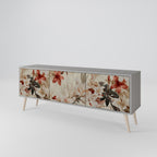 PETAL HARMONY Mueble de TV de 3 Puertas en Acabado Gris