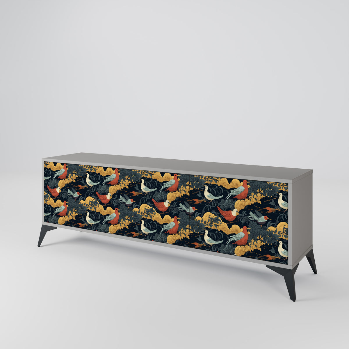 FOWLY DAZE Mueble de TV de 3 Puertas
