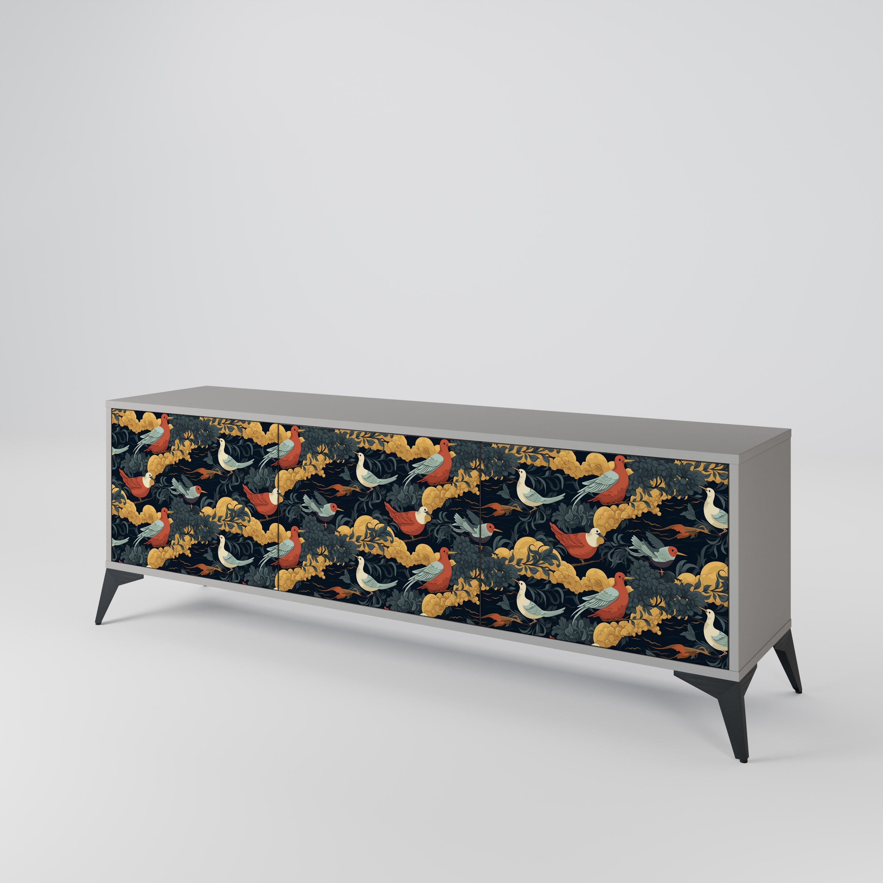 FOWLY DAZE Mueble de TV de 3 Puertas