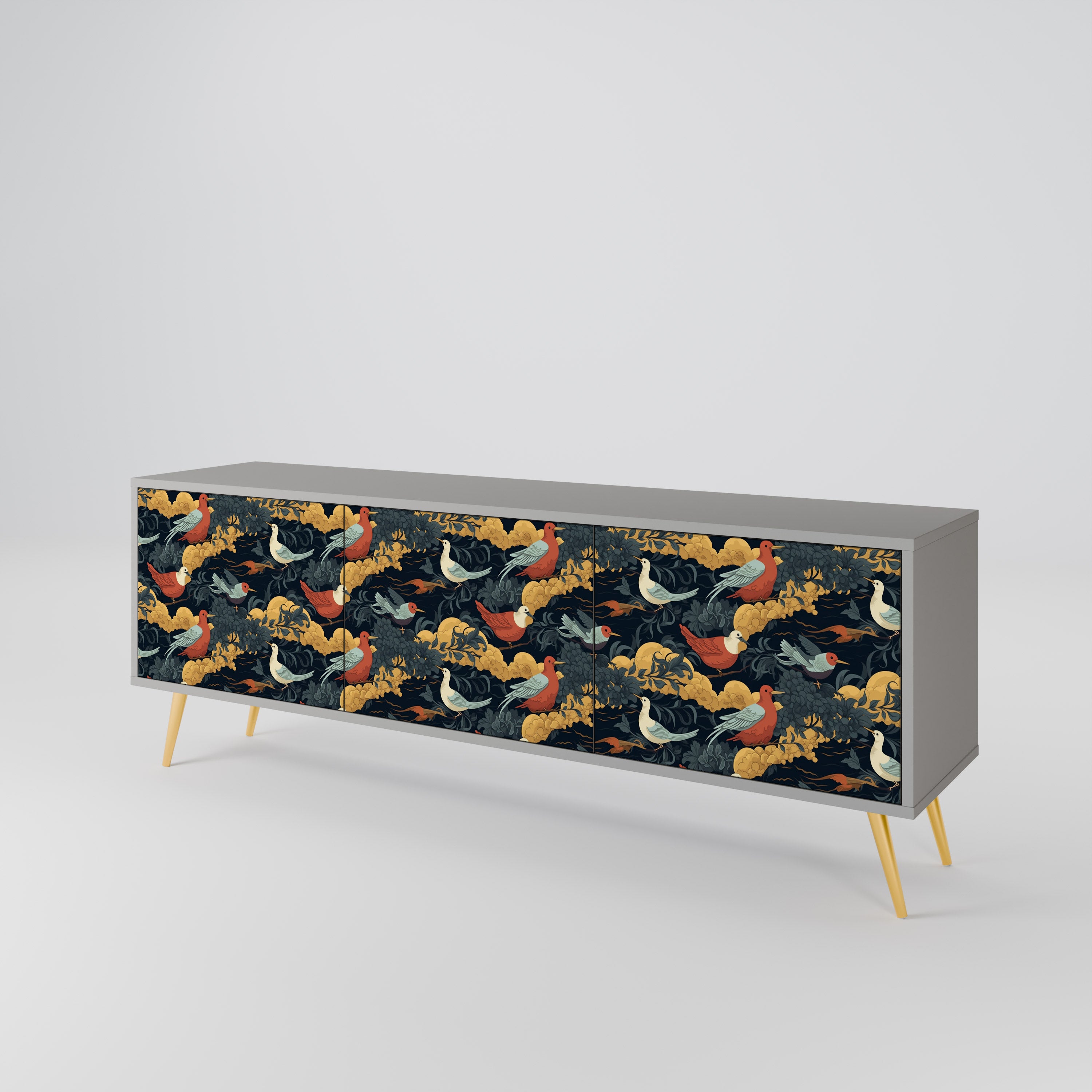 FOWLY DAZE Mueble de TV de 3 Puertas