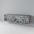 CHARCOAL SPROUT Mueble de TV de 3 Puertas en Acabado Gris