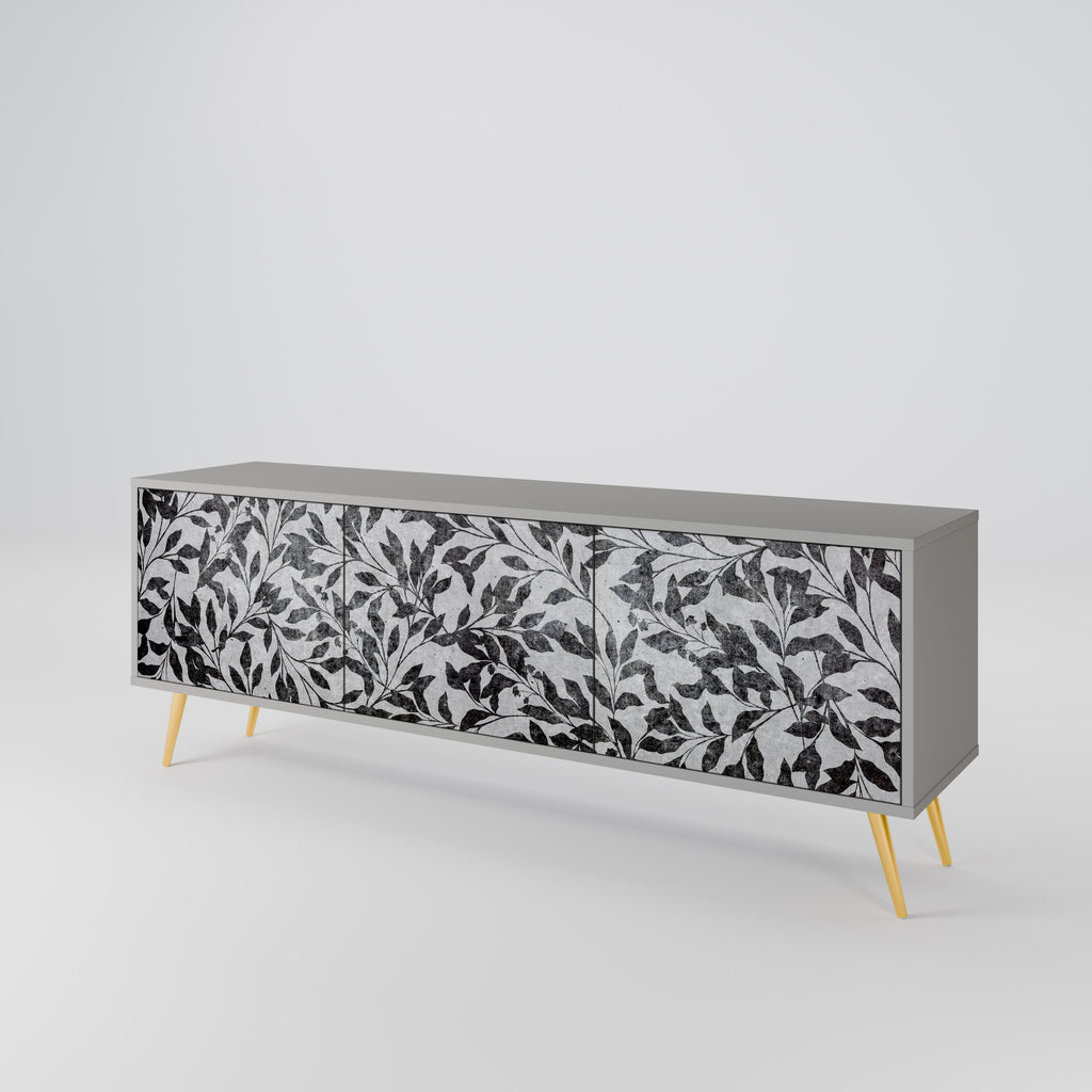 CHARCOAL SPROUT 3-Door TV Stand in Grey Finish