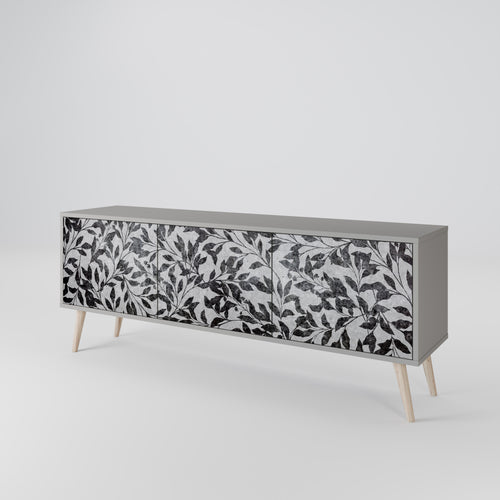 CHARCOAL SPROUT Mueble de TV de 3 Puertas en Acabado Gris