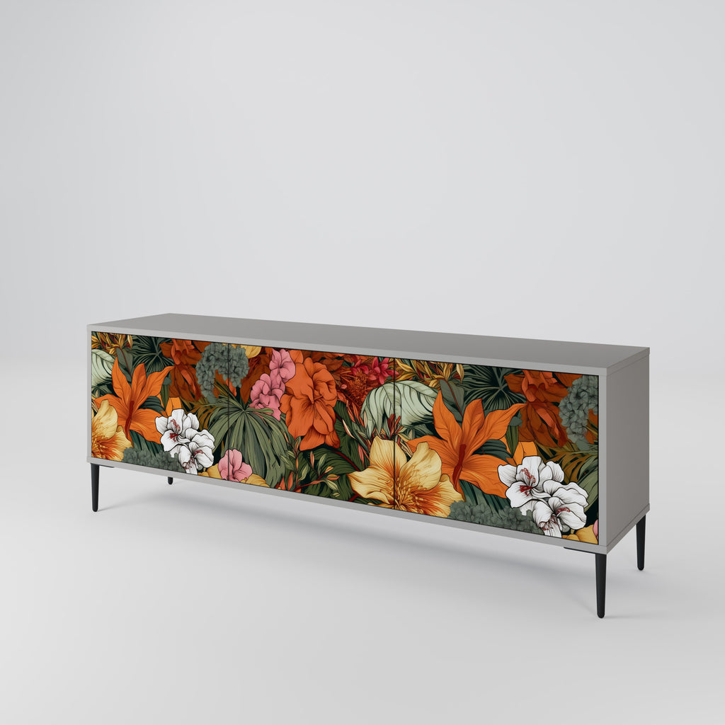 RADIANT FLORA 3-Door TV Stand in Grey Finish