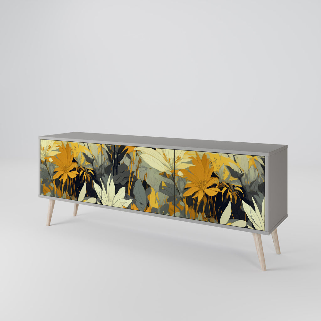 SUNKISSED LILY 3-Door TV Stand in Grey Finish
