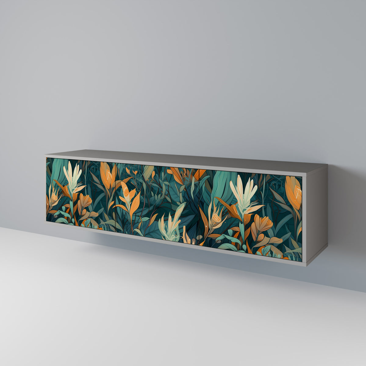 FLORAL SERENITY Mueble de TV de 3 Puertas