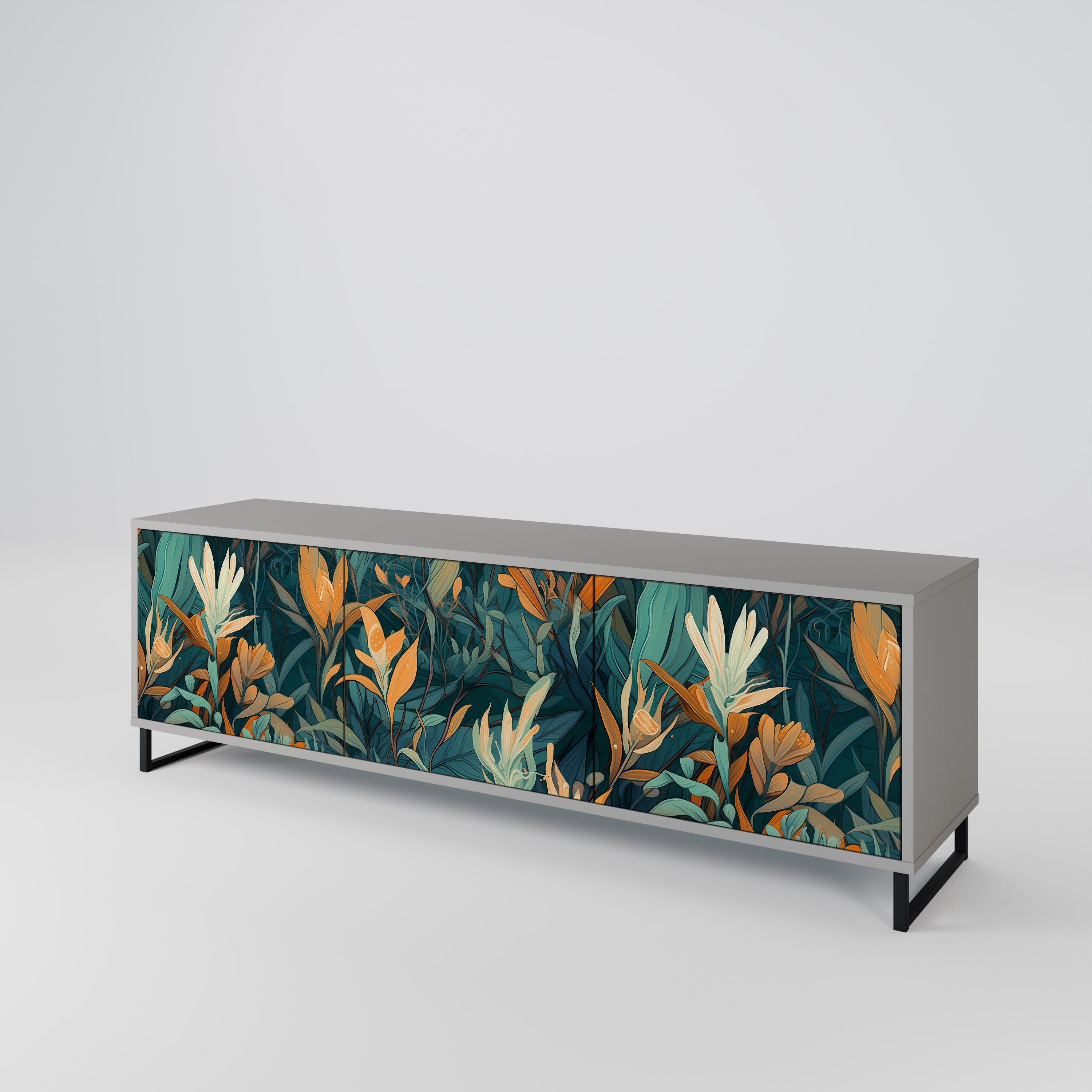 FLORAL SERENITY Mueble de TV de 3 Puertas