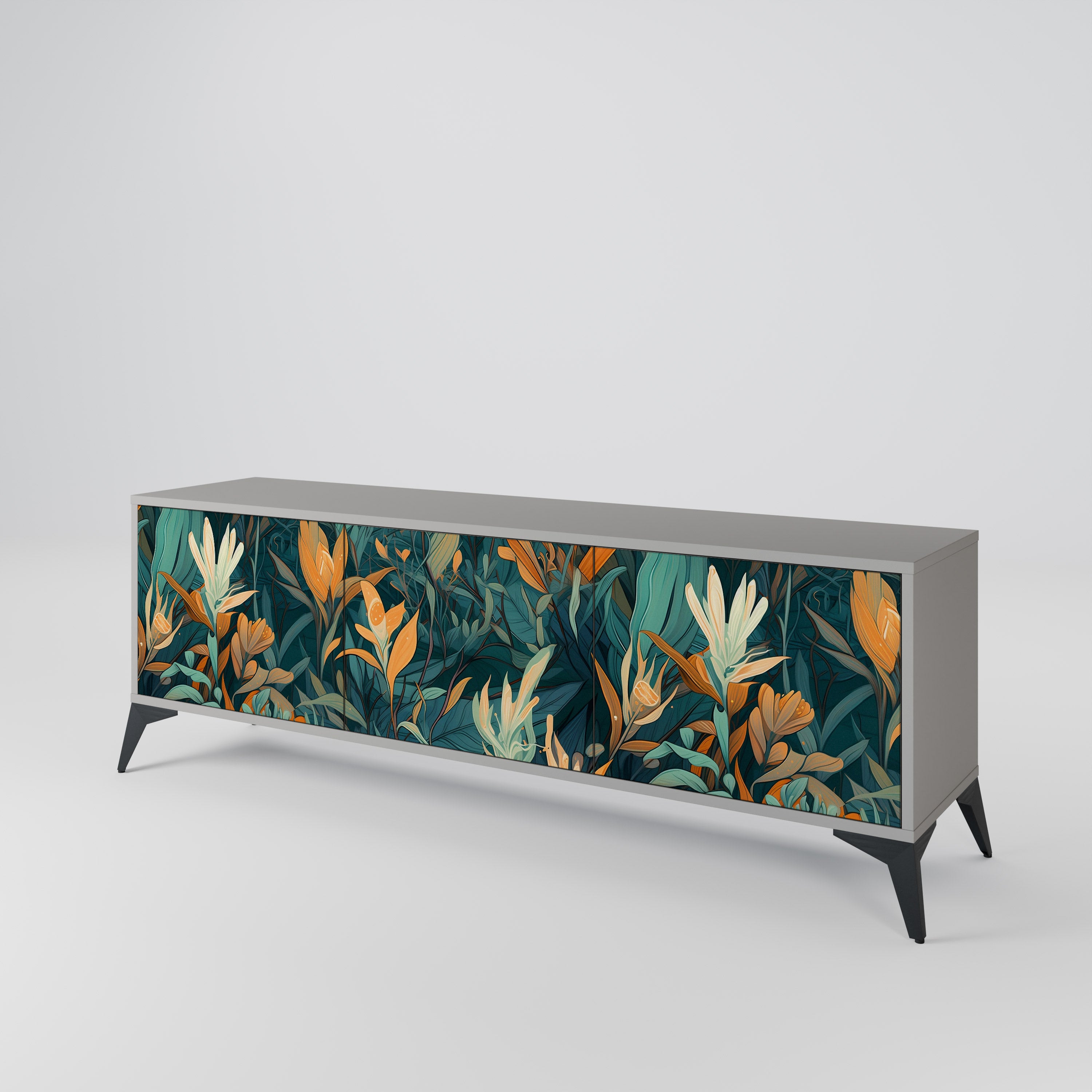 FLORAL SERENITY Mueble de TV de 3 Puertas