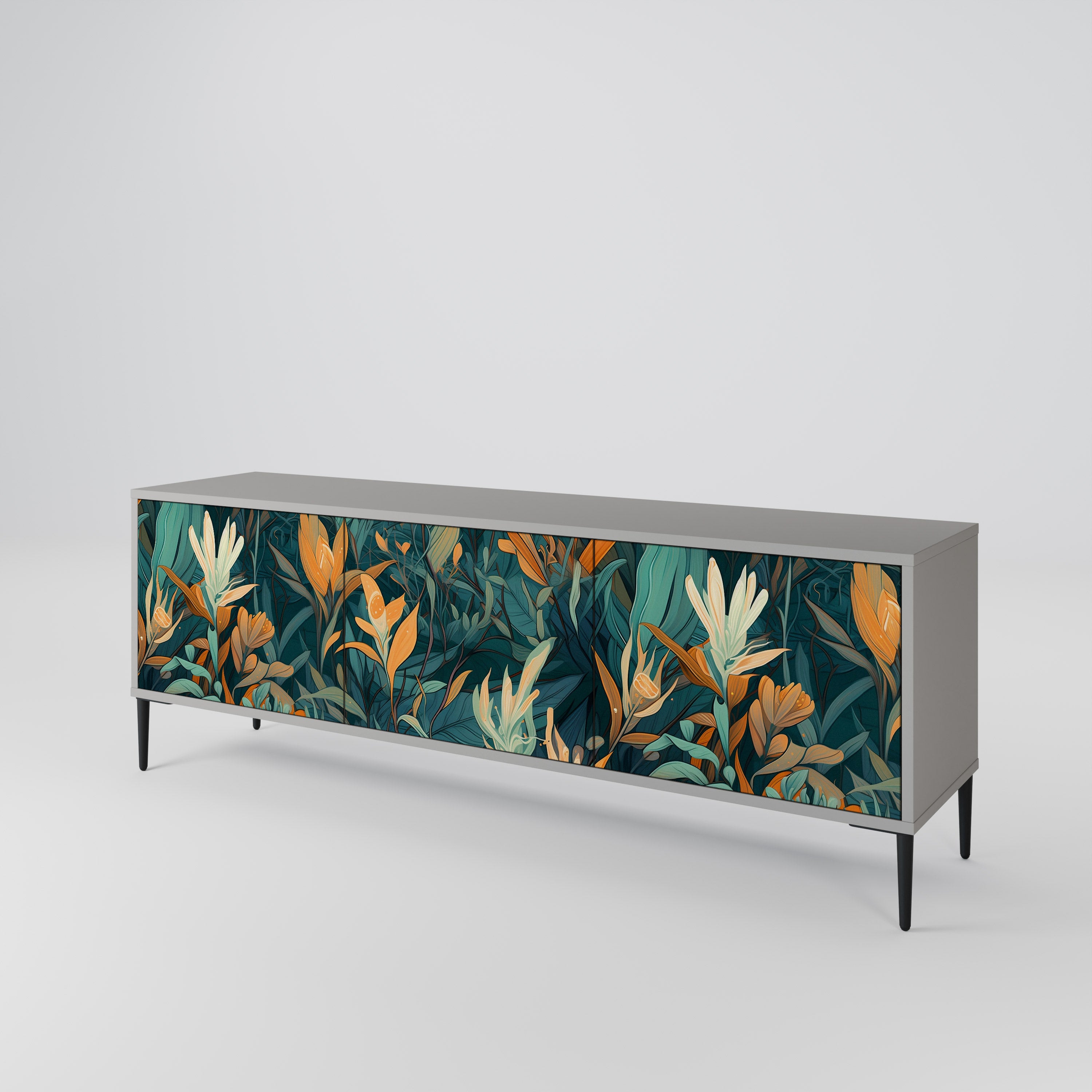 FLORAL SERENITY Mueble de TV de 3 Puertas
