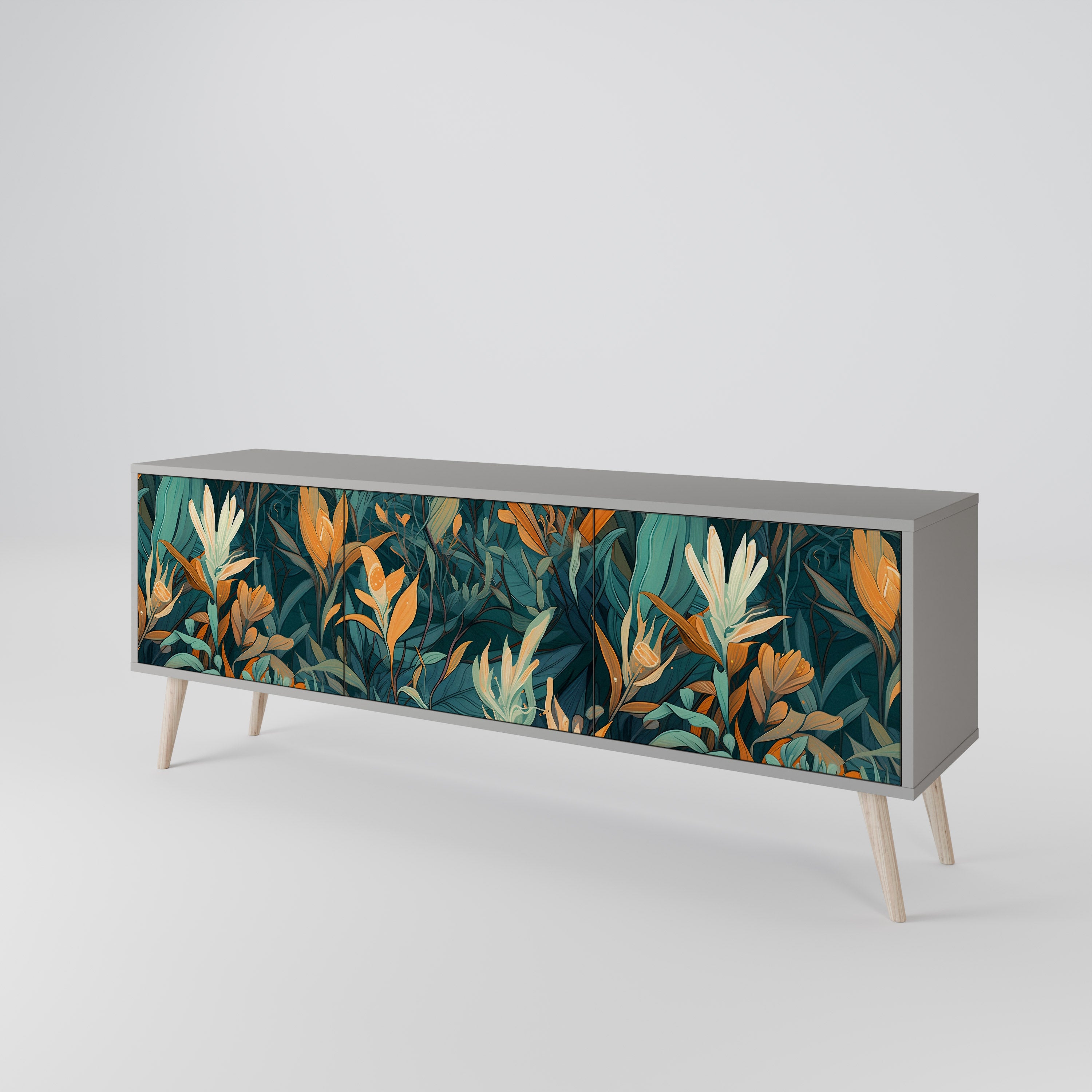 FLORAL SERENITY Mueble de TV de 3 Puertas