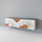 TRANQUIL TWIG Mueble de TV de 3 Puertas en Acabado Gris