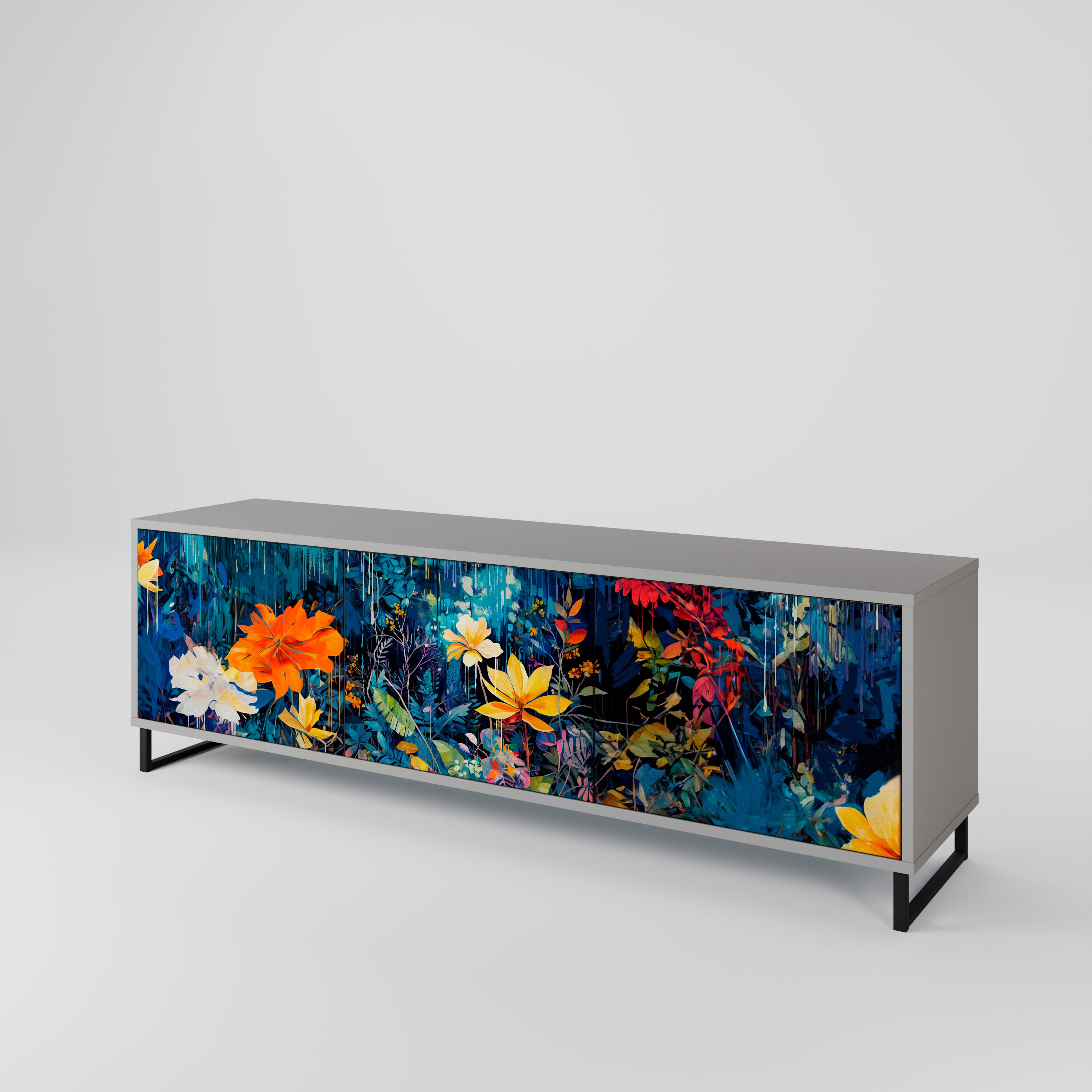 MIDNIGHT BLOSSOM Mueble de TV de 3 Puertas