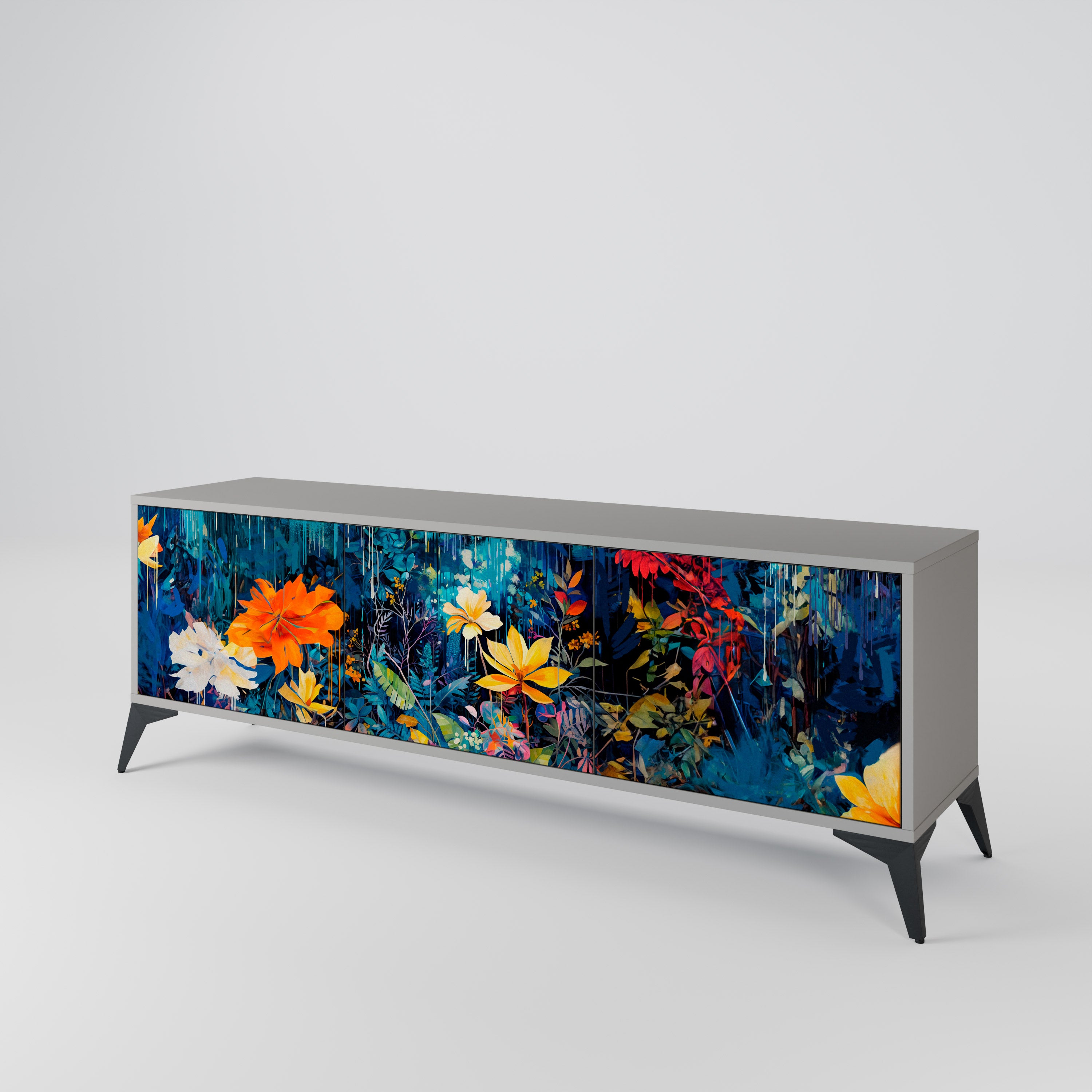 MIDNIGHT BLOSSOM Mueble de TV de 3 Puertas