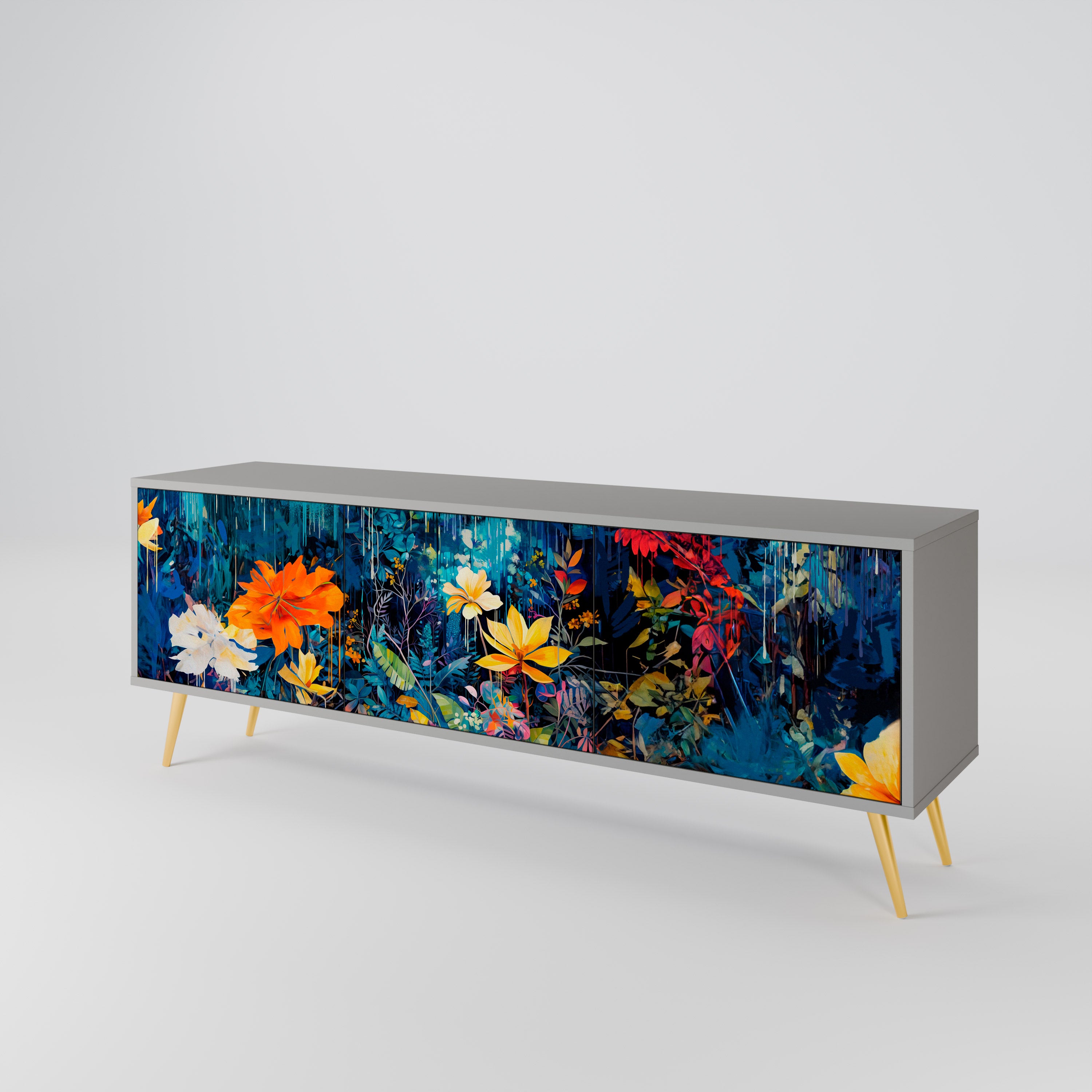 MIDNIGHT BLOSSOM Mueble de TV de 3 Puertas
