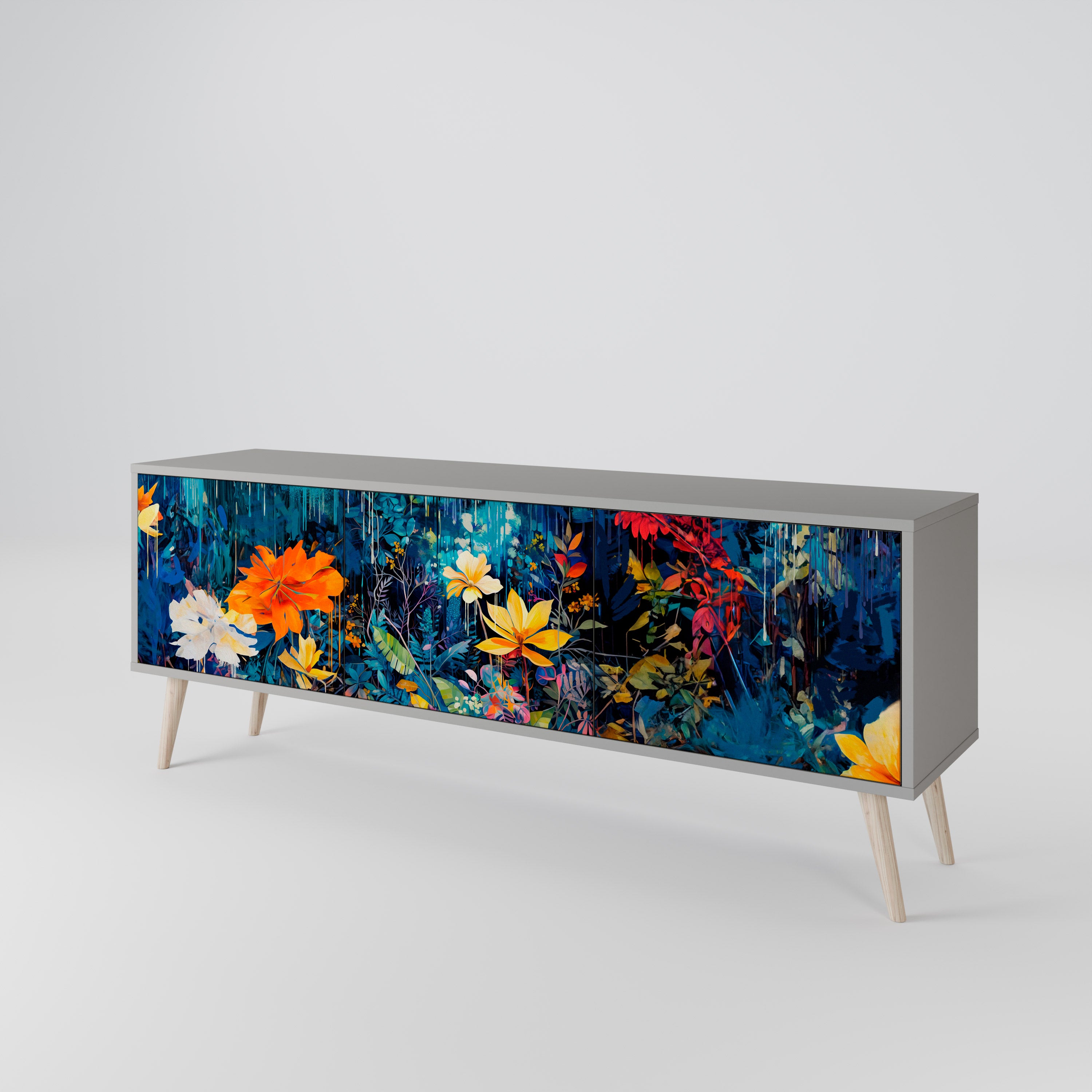 MIDNIGHT BLOSSOM Mueble de TV de 3 Puertas