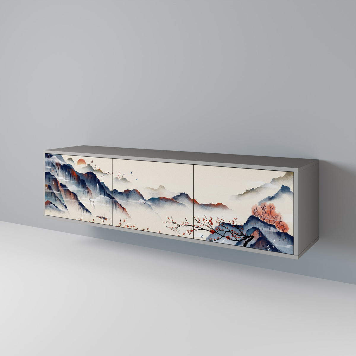 JAPANESE LANDSCAPE Mueble de TV de 3 Puertas