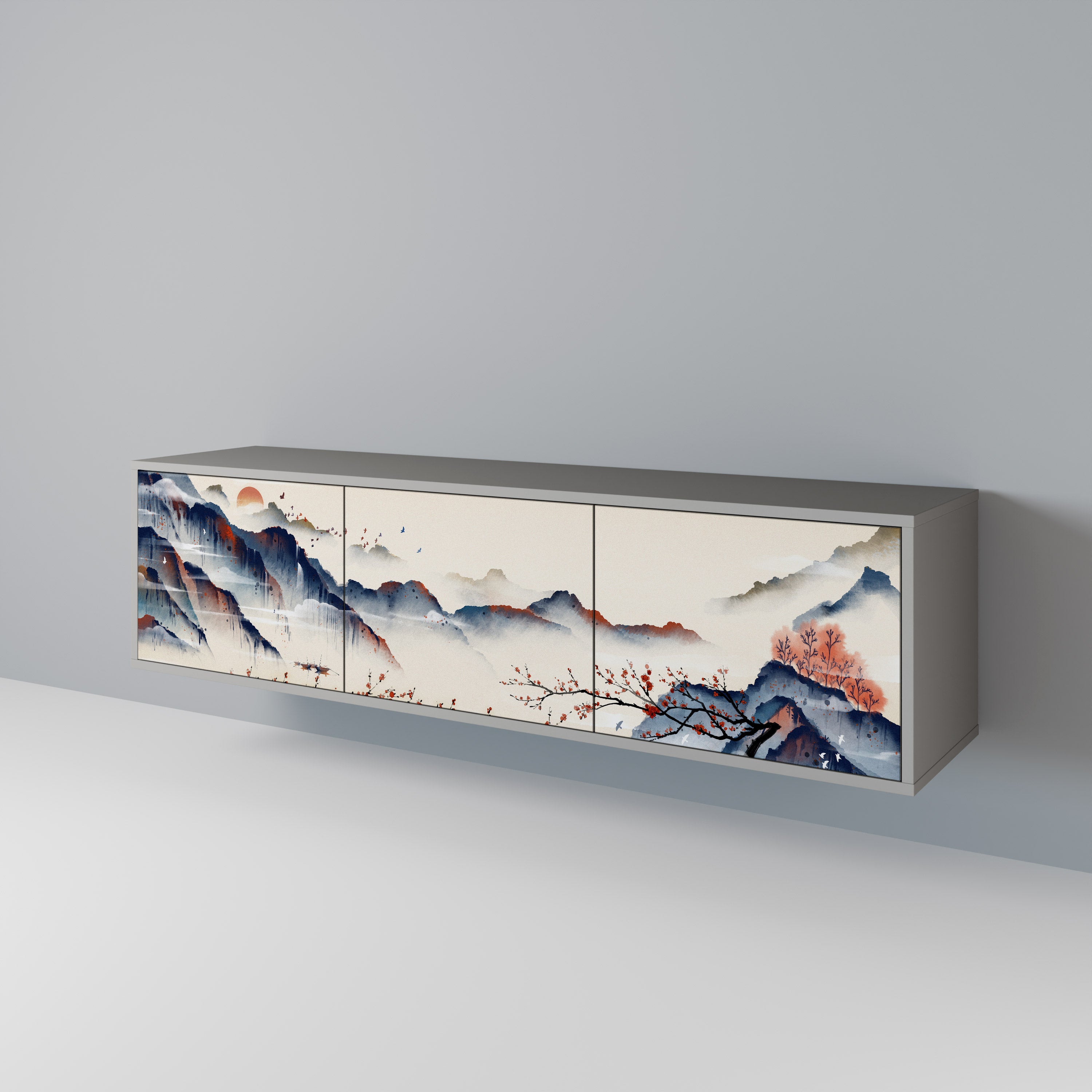 JAPANESE LANDSCAPE Mueble de TV de 3 Puertas