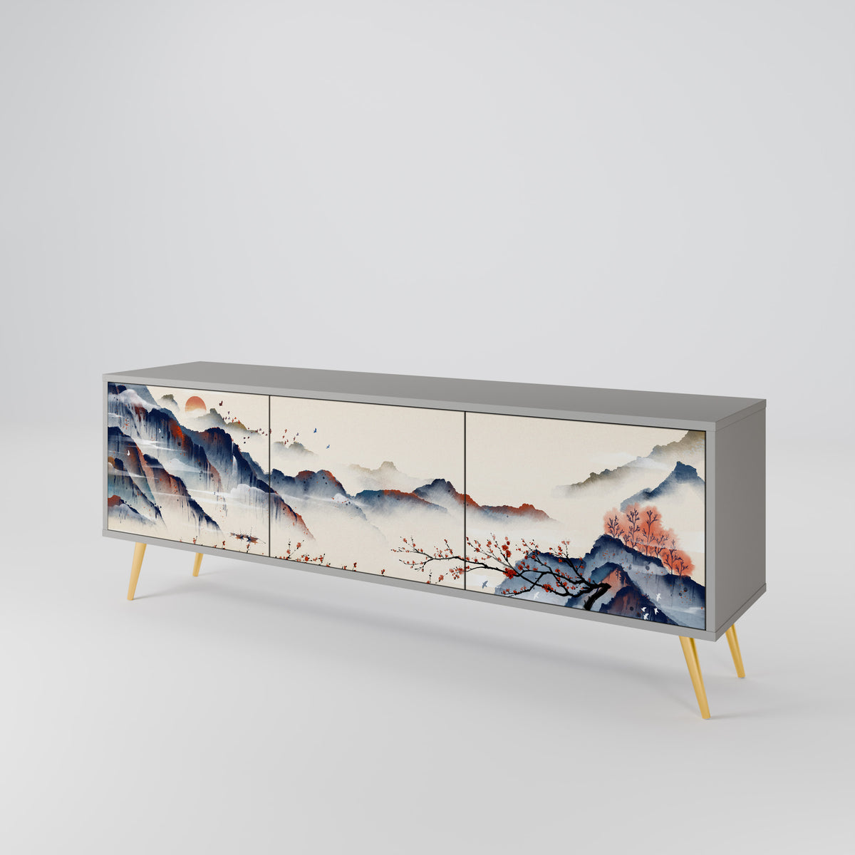JAPANESE LANDSCAPE Mueble de TV de 3 Puertas