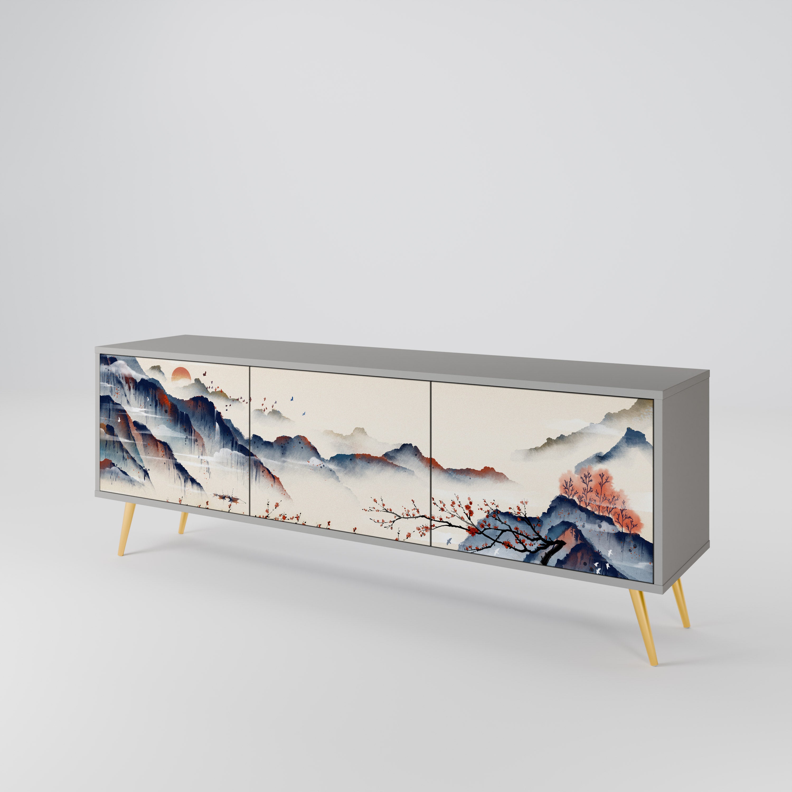 JAPANESE LANDSCAPE Mueble de TV de 3 Puertas
