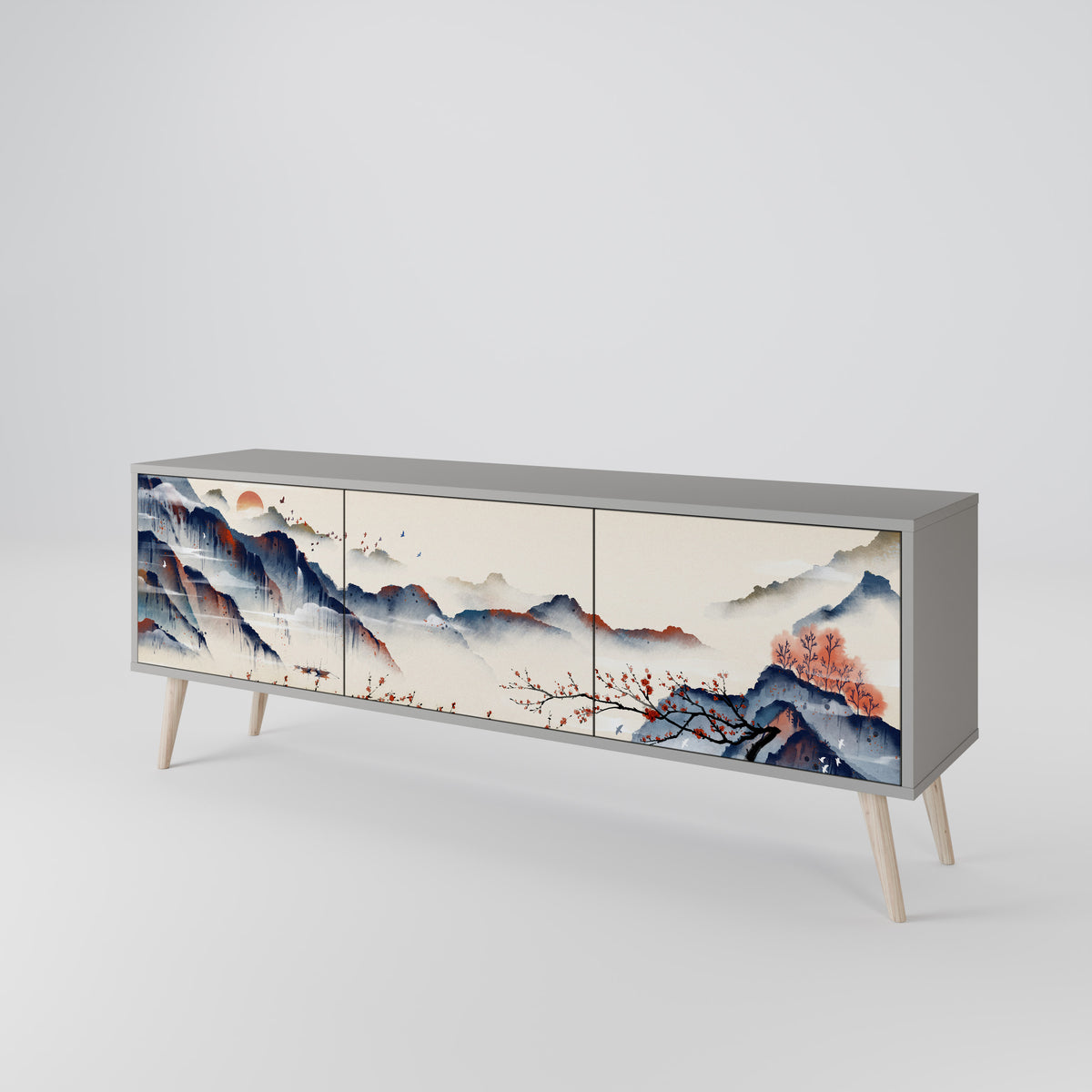 JAPANESE LANDSCAPE Mueble de TV de 3 Puertas
