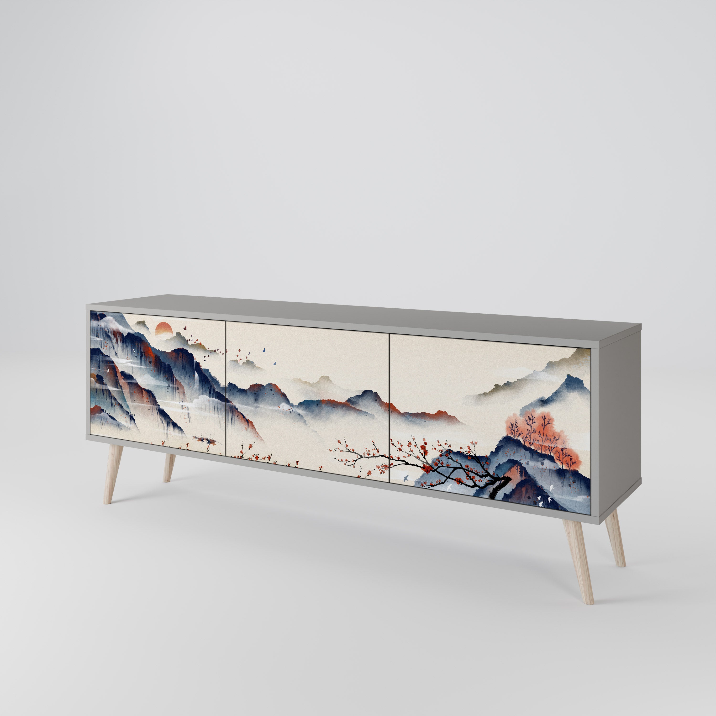 JAPANESE LANDSCAPE Mueble de TV de 3 Puertas