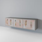 THE DELIQUESCE Mueble de TV de 3 Puertas en Acabado Gris