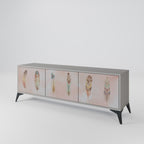 THE DELIQUESCE Mueble de TV de 3 Puertas en Acabado Gris