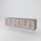 THE DELIQUESCE Mueble de TV de 3 Puertas en Acabado Gris