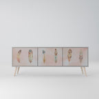 THE DELIQUESCE Mueble de TV de 3 Puertas en Acabado Gris