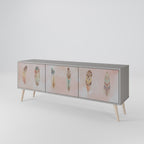 THE DELIQUESCE Mueble de TV de 3 Puertas en Acabado Gris