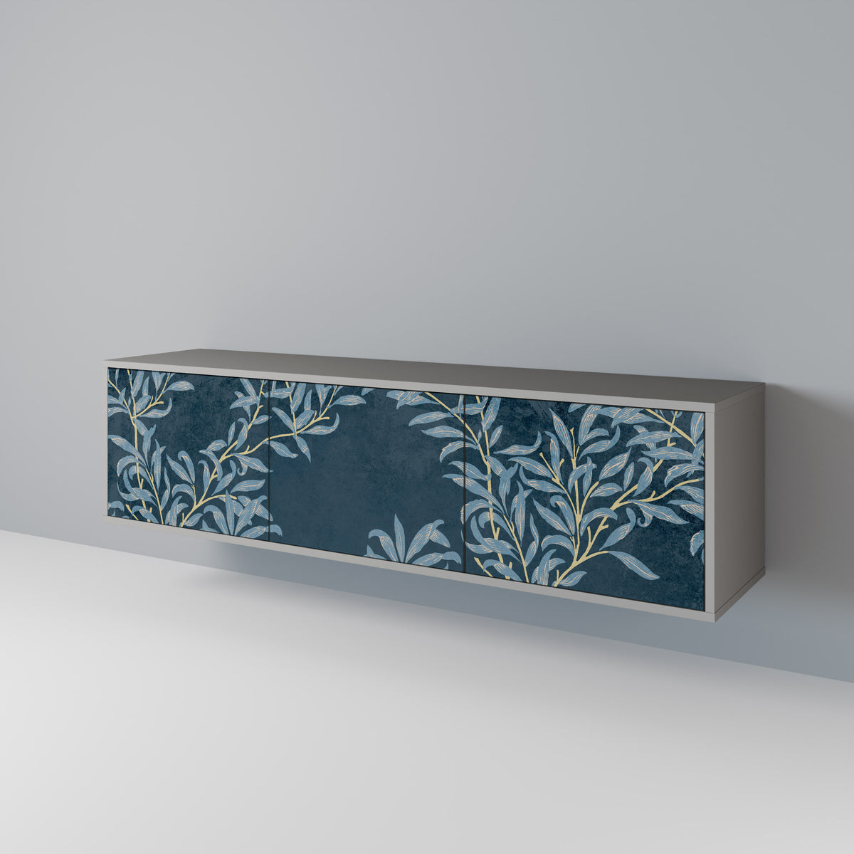 BLUE LEAVES Mueble de TV de 3 Puertas