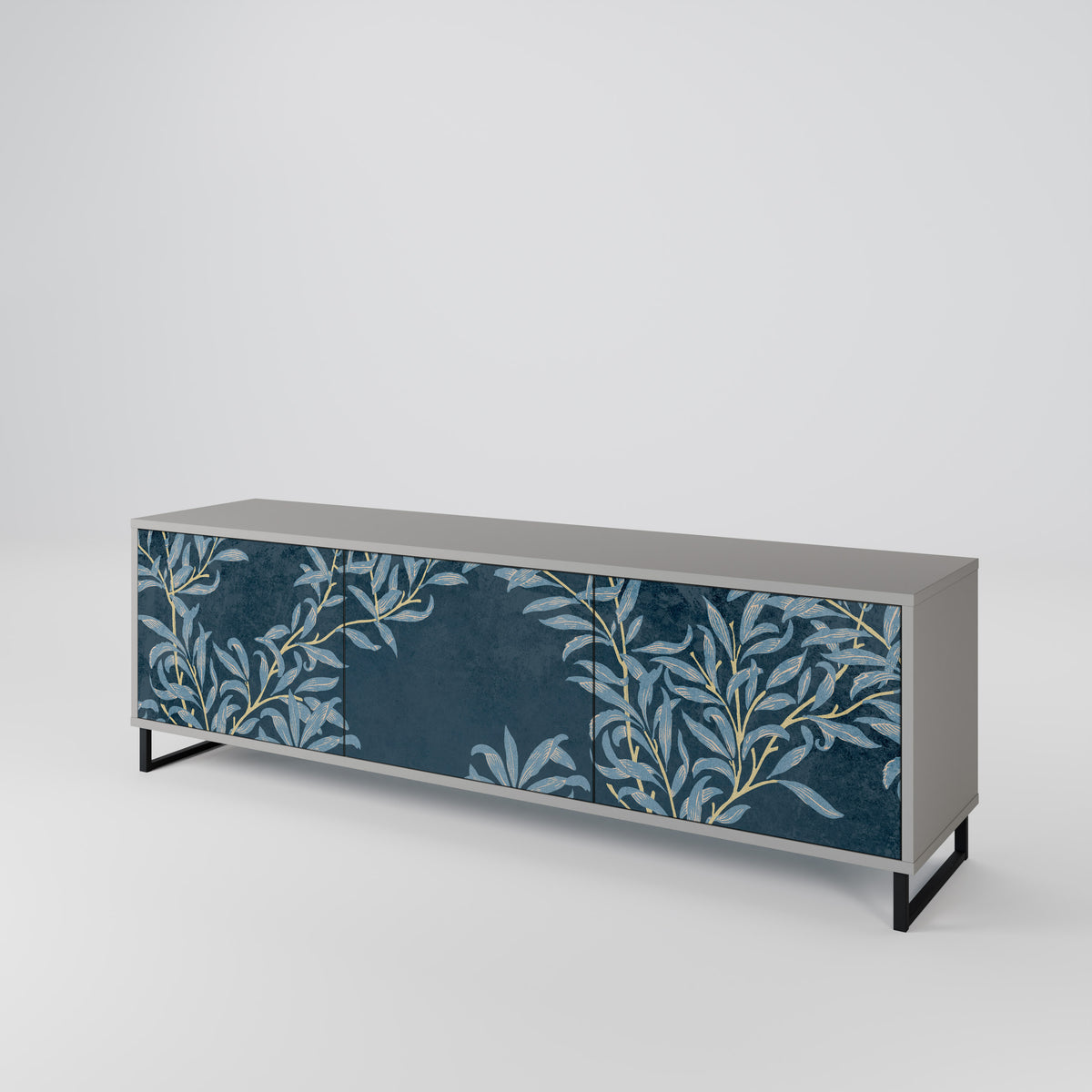BLUE LEAVES Mueble de TV de 3 Puertas