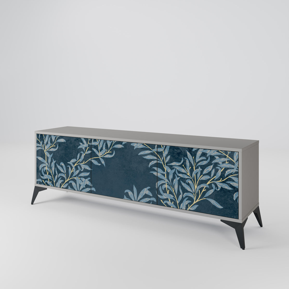 BLUE LEAVES Mueble de TV de 3 Puertas