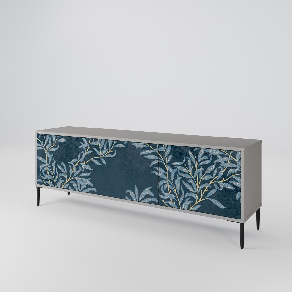 BLUE LEAVES Mueble de TV de 3 Puertas