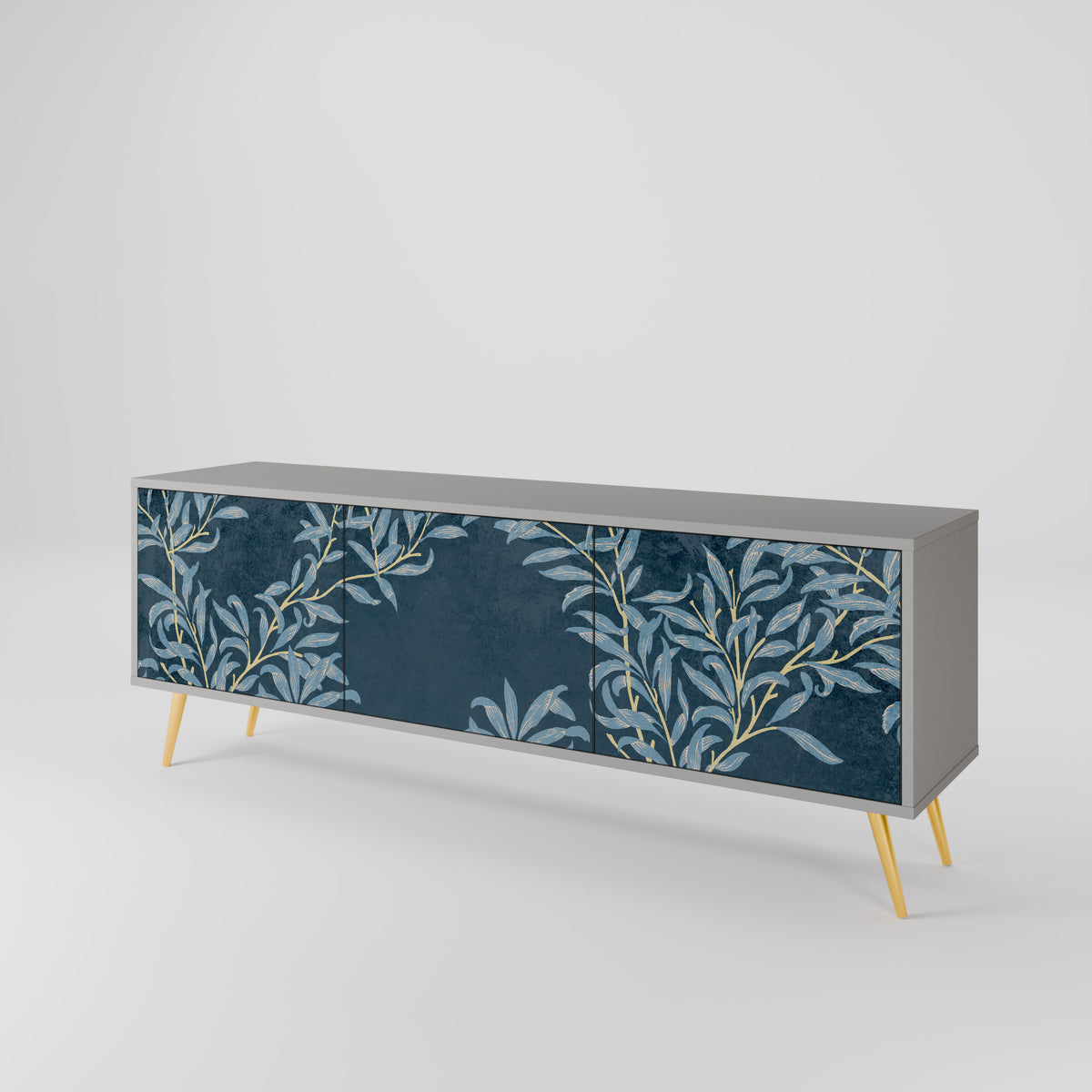 BLUE LEAVES Mueble de TV de 3 Puertas