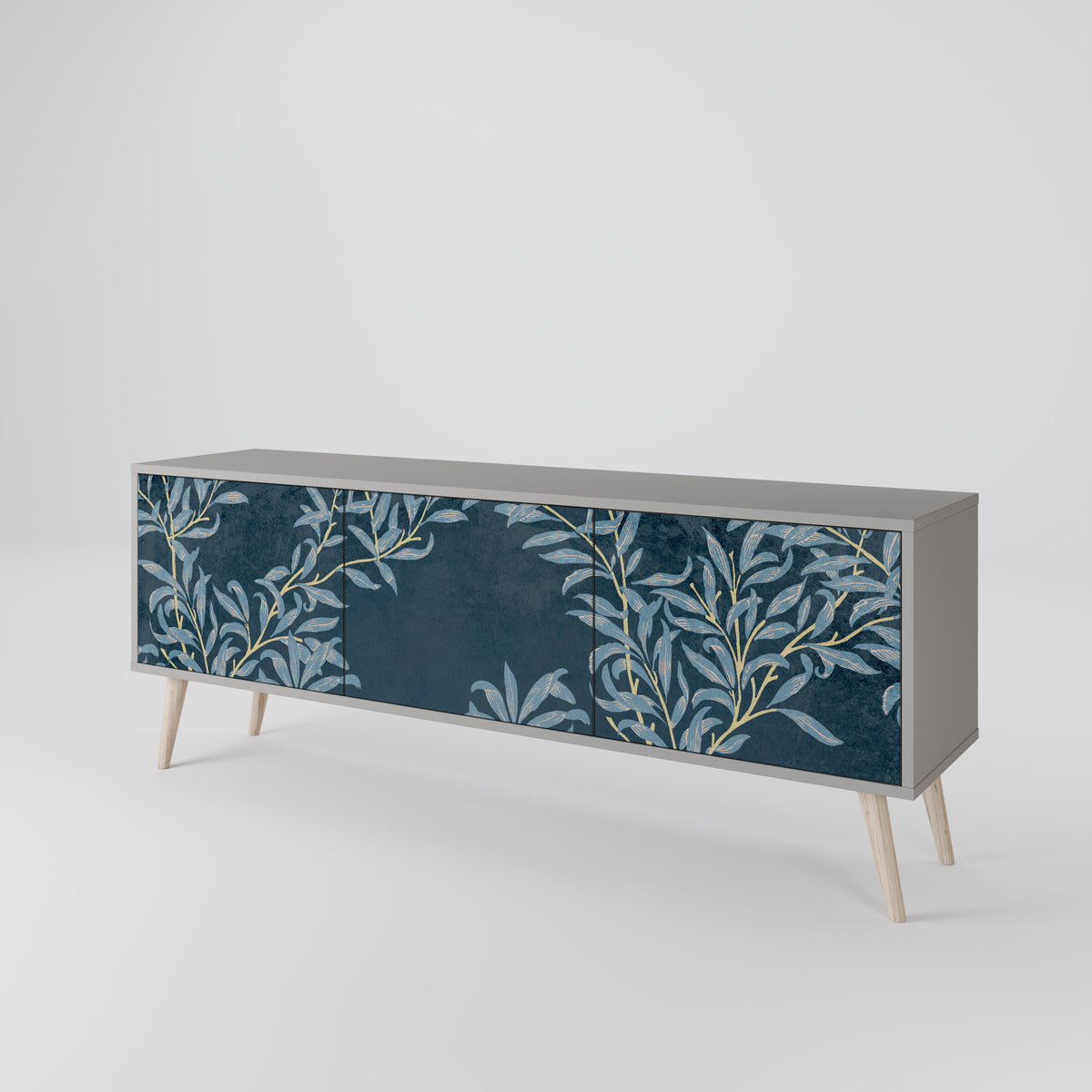 BLUE LEAVES Mueble de TV de 3 Puertas