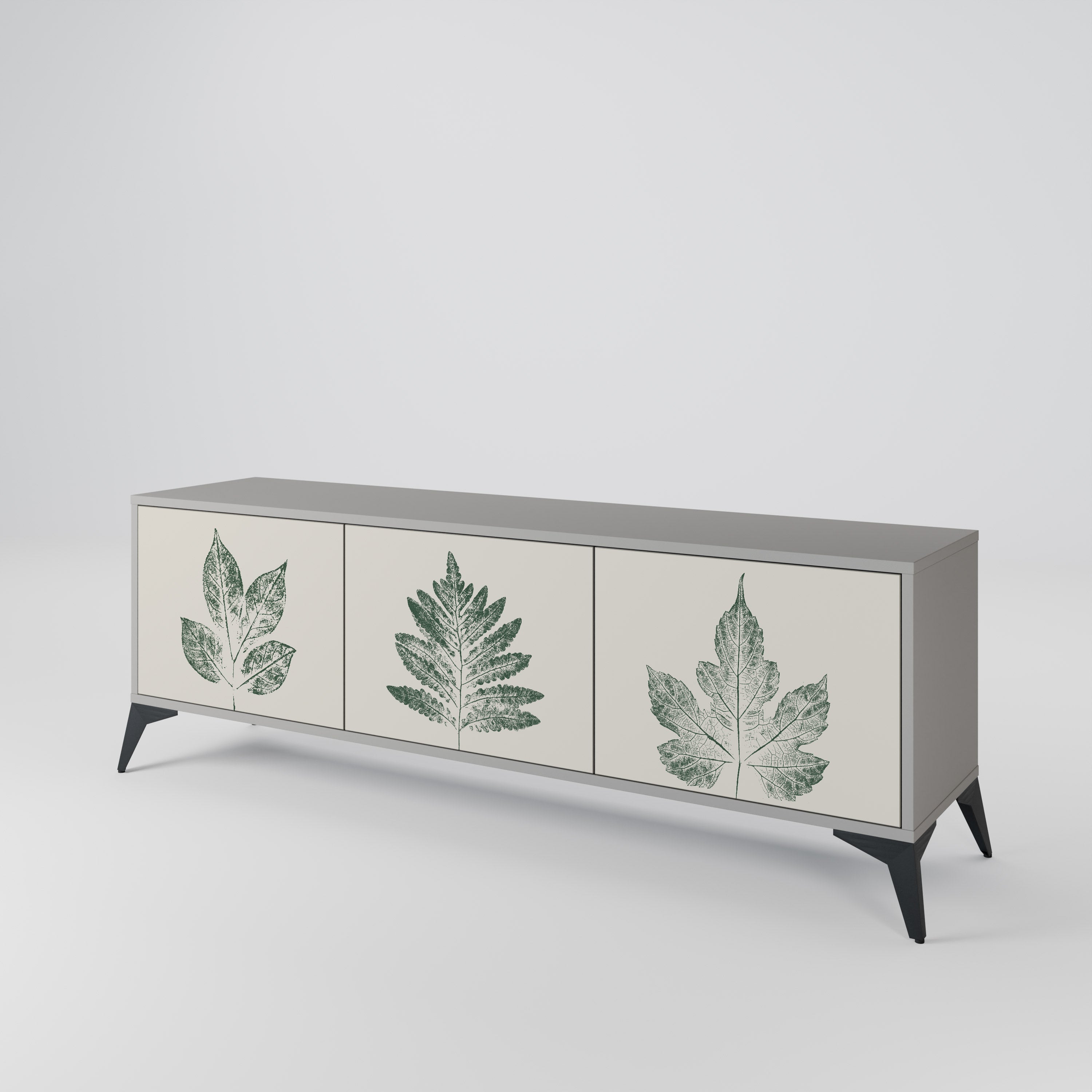 GREEN LEAFY STAMPS 3-Door TV Cabinet
