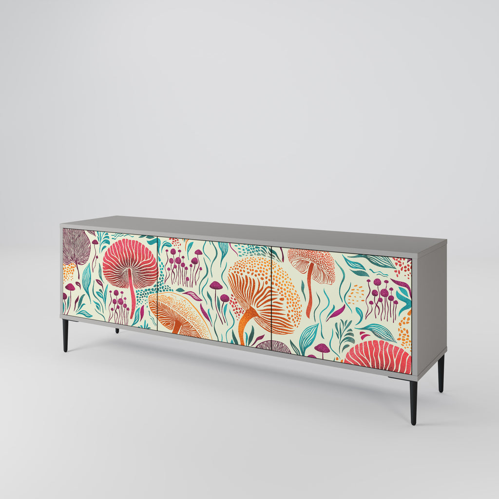 FUNGUS FANTASY 3-Door TV Stand in Grey Finish