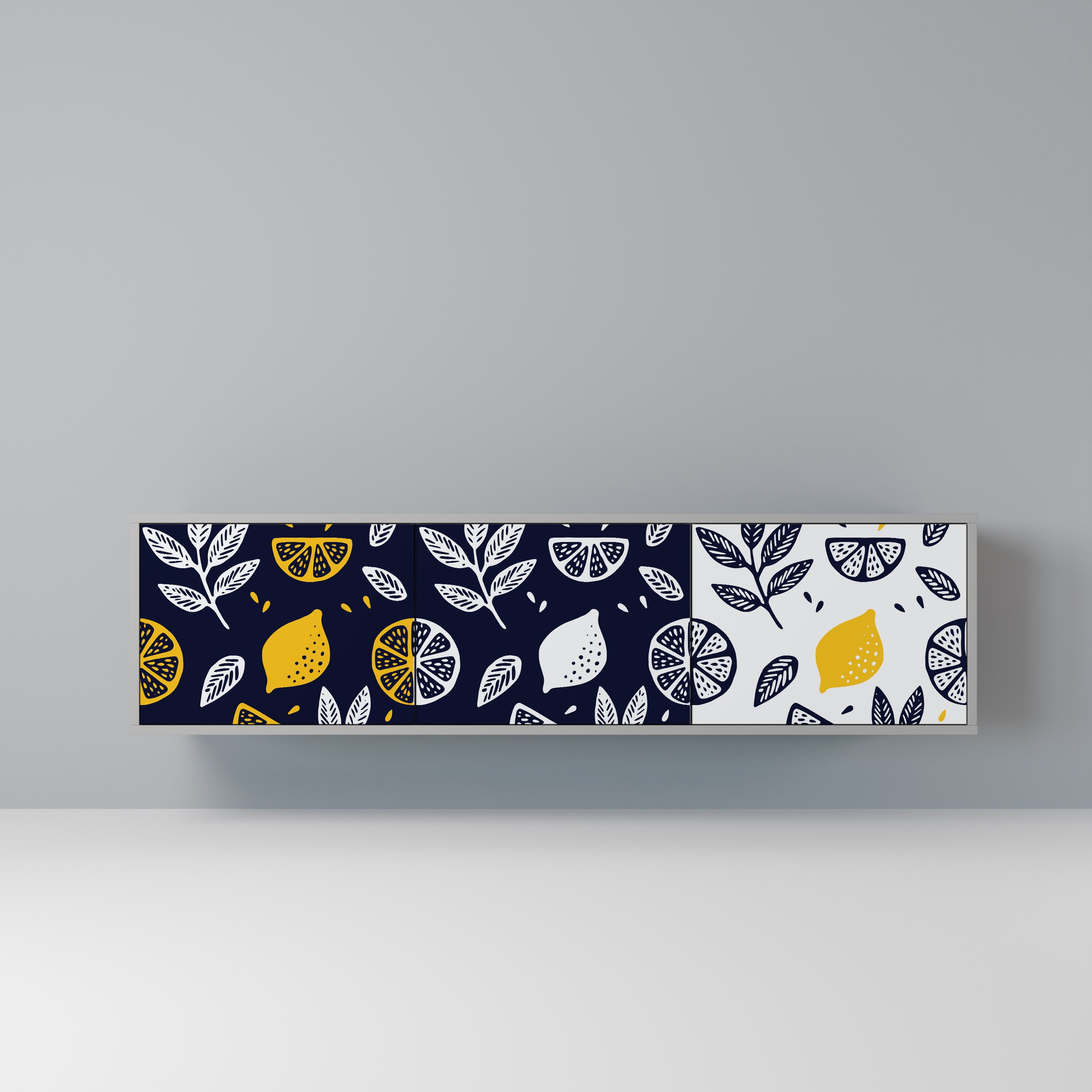 Mueble de TV de 3 puertas CITRUS BLACK AND WHITE en acabado gris