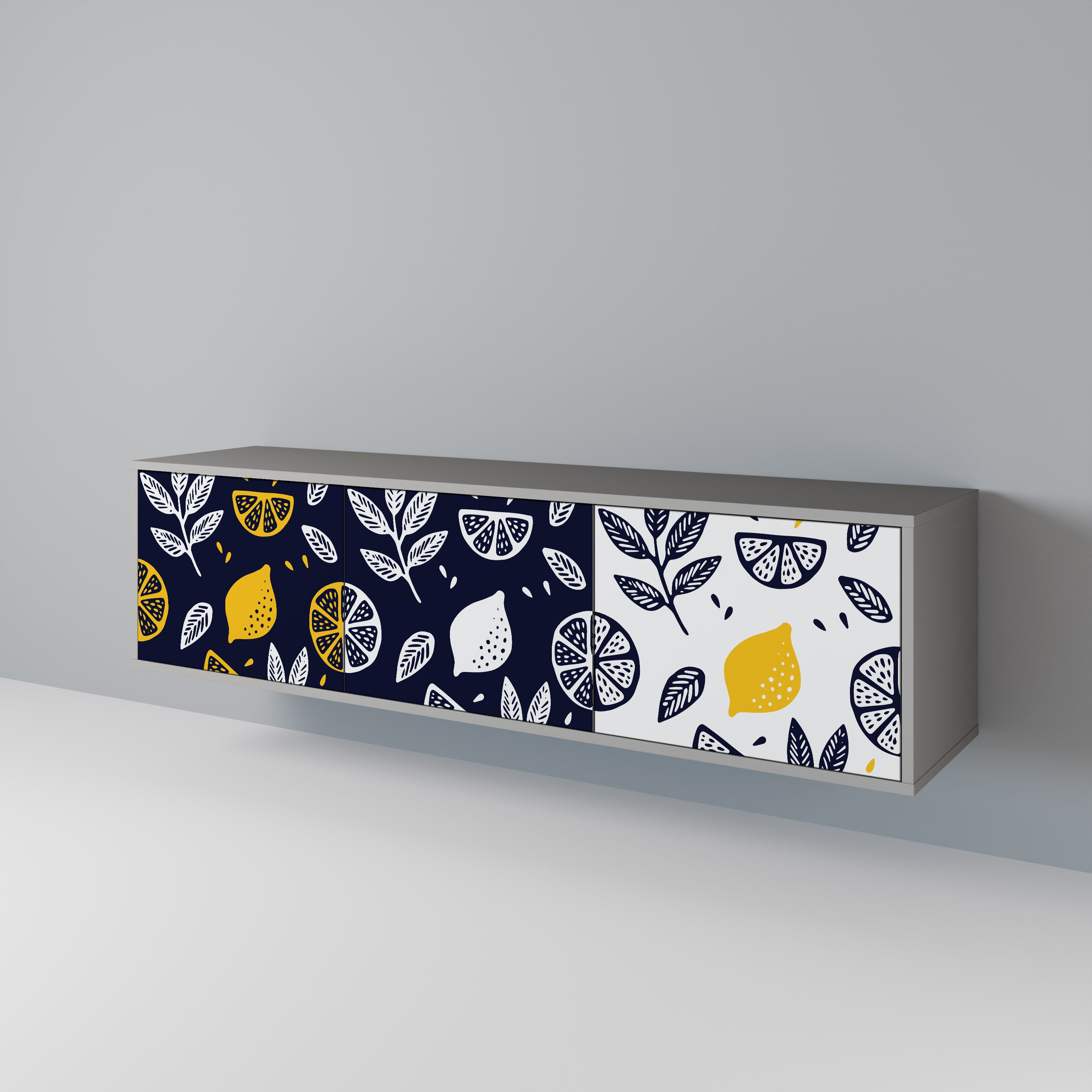 Mueble de TV de 3 puertas CITRUS BLACK AND WHITE en acabado gris