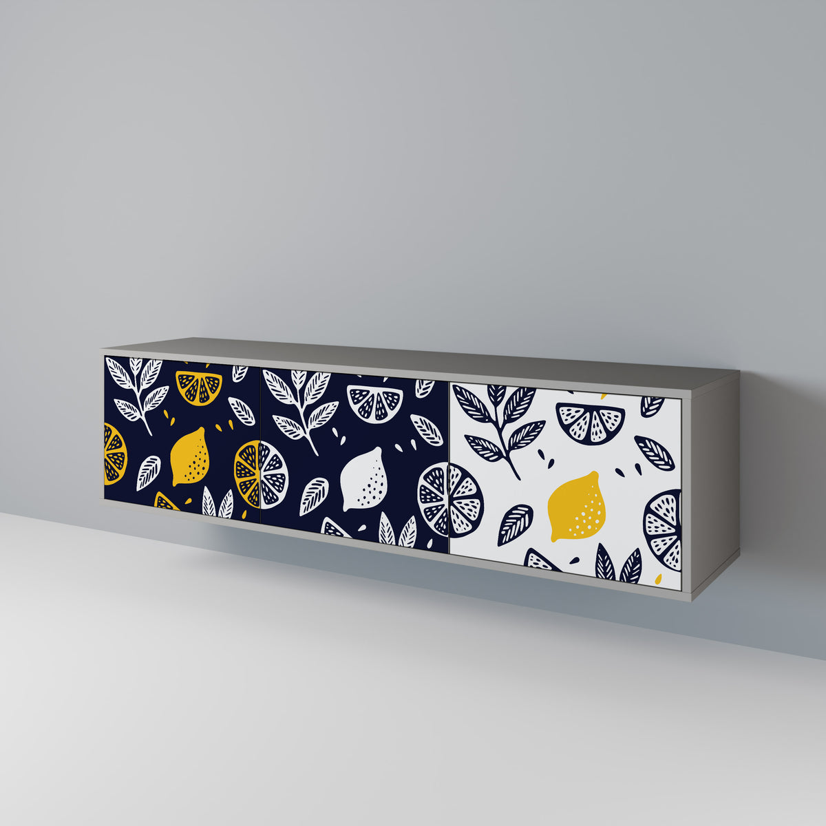CITRUS BLACK AND WHITE Mueble de TV de 3 Puertas