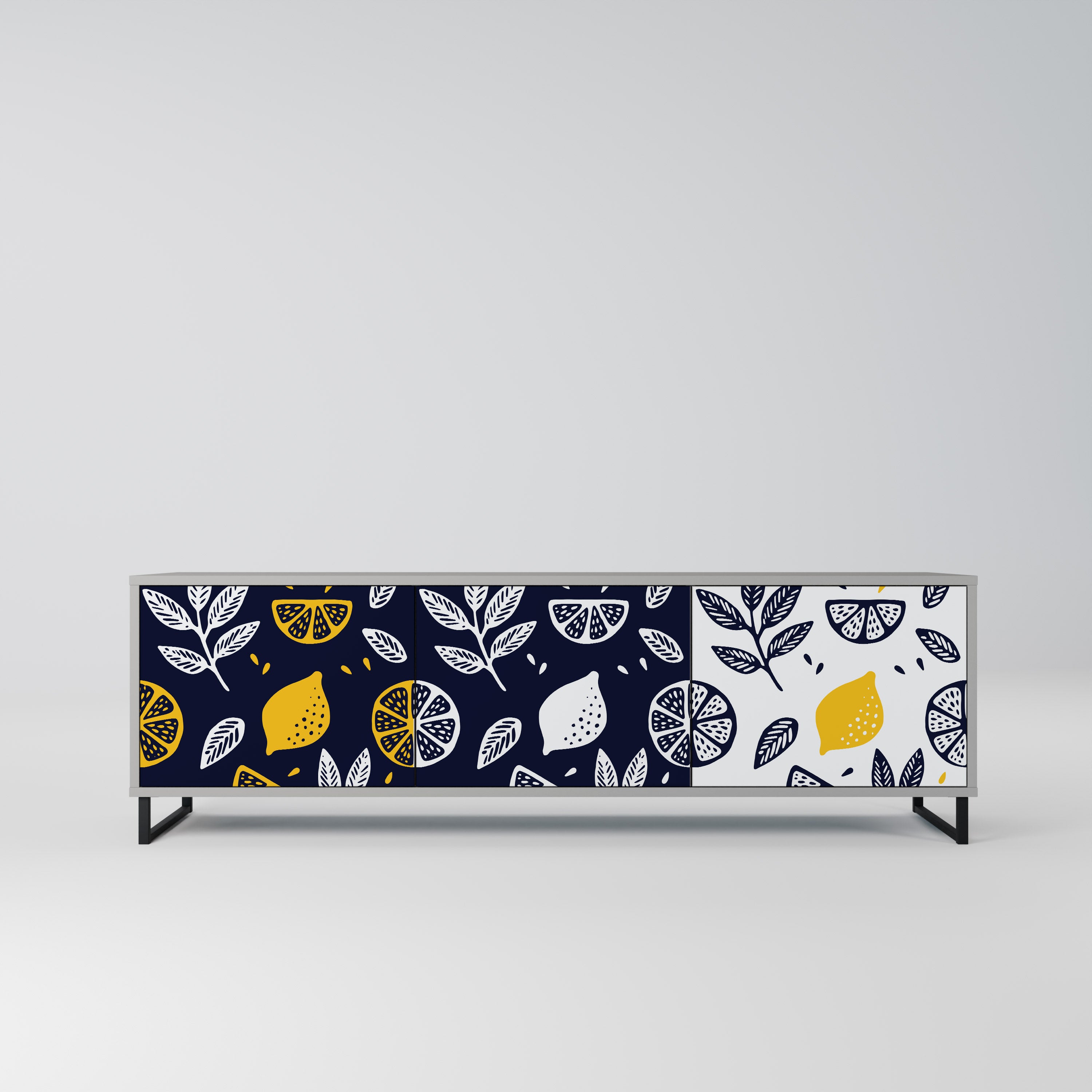 Mueble de TV de 3 puertas CITRUS BLACK AND WHITE en acabado gris