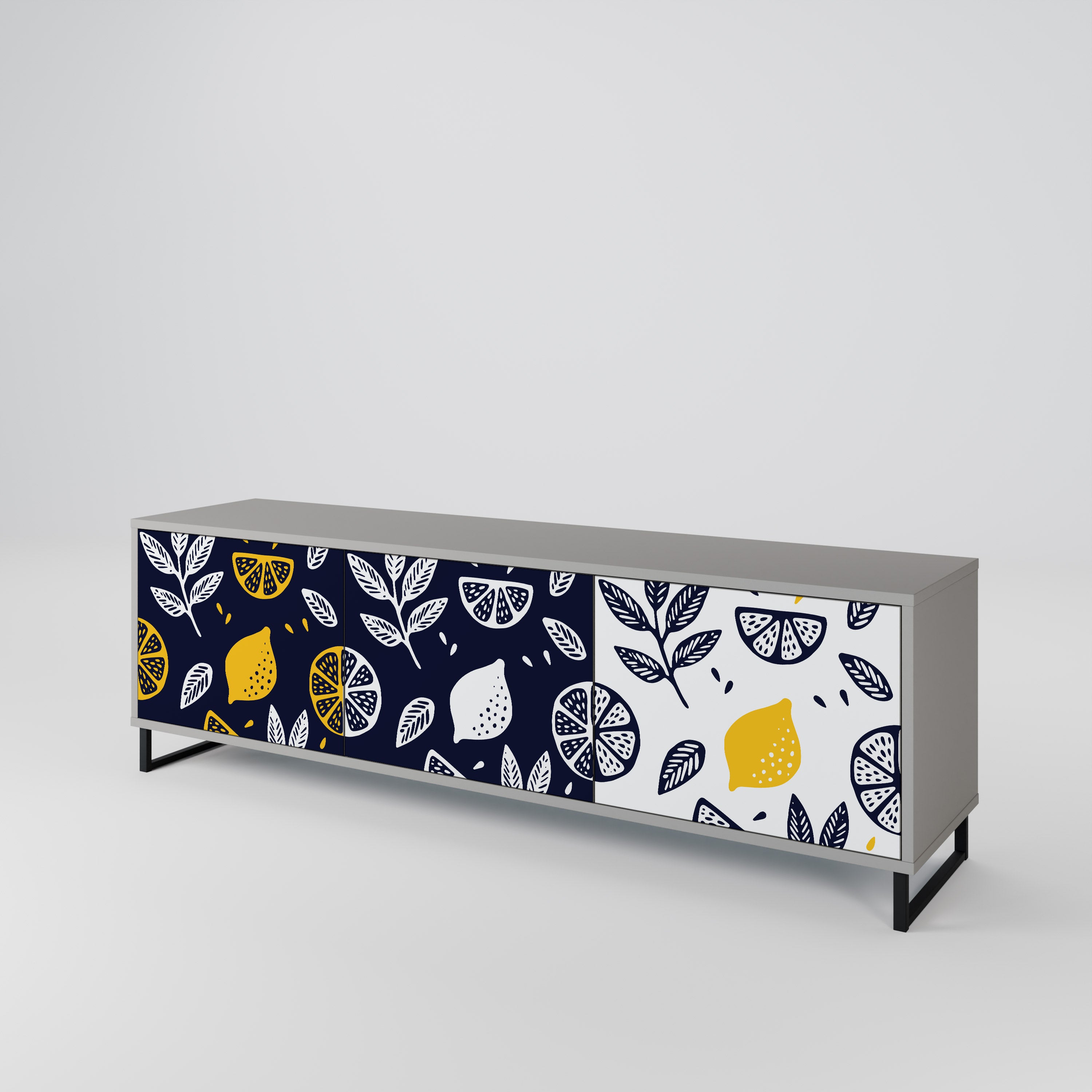 Mueble de TV de 3 puertas CITRUS BLACK AND WHITE en acabado gris
