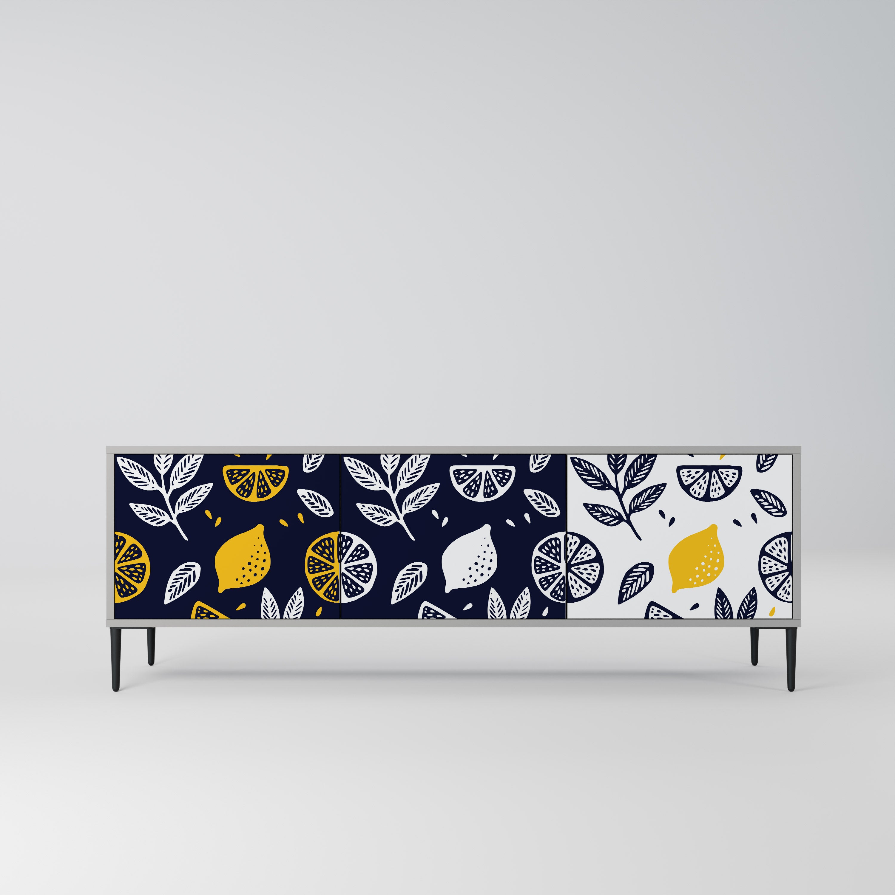 Mueble de TV de 3 puertas CITRUS BLACK AND WHITE en acabado gris