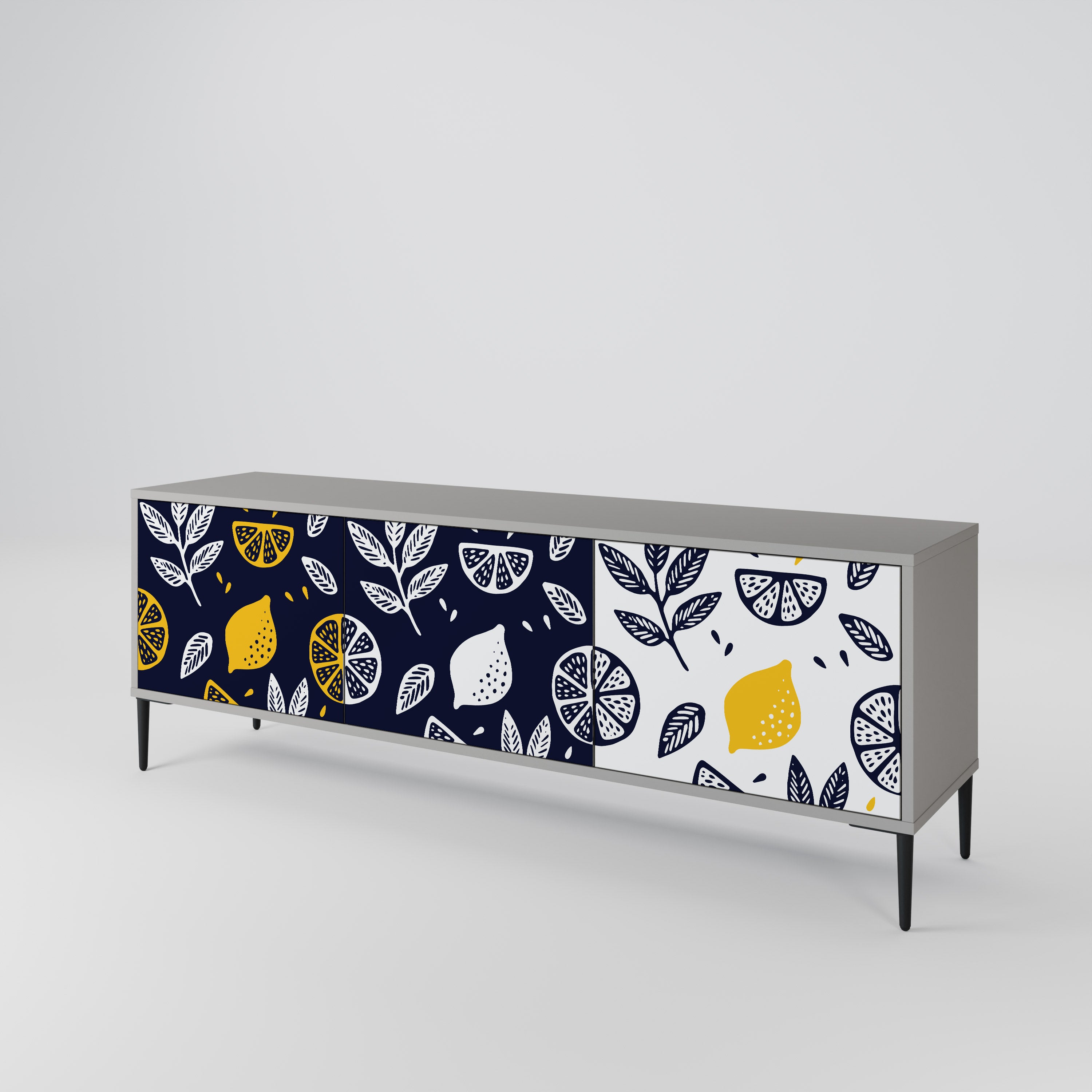 Mueble de TV de 3 puertas CITRUS BLACK AND WHITE en acabado gris